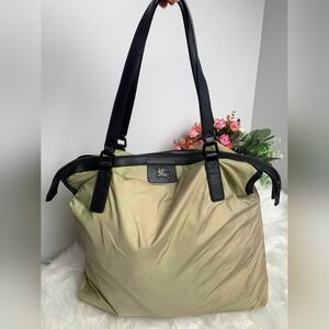 Burberry Military Green Nylon and Nylon Buckleigh Tote Bag